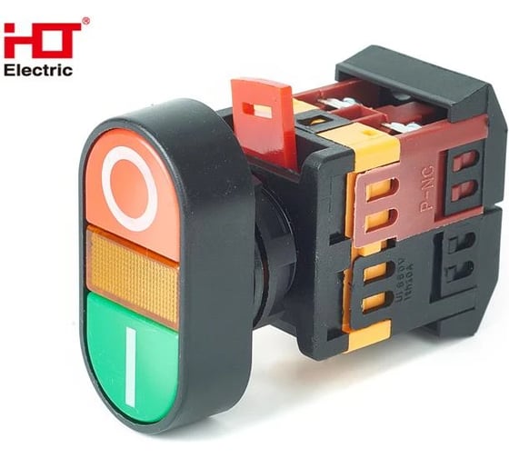 Кнопка HLT APВВ-22N "I-O" d=22мм неон/240В, 1з+1р, 10штук/упаковка 085-07-300