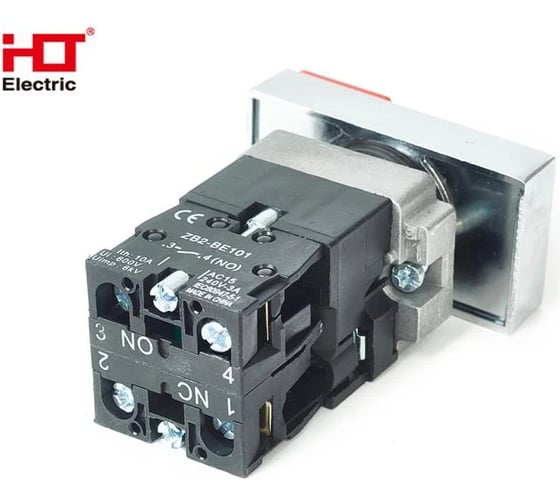 Кнопка HLT BW-8465 "I-O" d=22мм неон/230В 1з+1р, 20штук/упаковка 085-07-302
