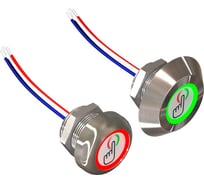 Кнопка сенсорная ТЕКО KD-22ES-1PB-GR колпачок станд,ждущий режим-зеленый,активный режим-красный,NO,функц.вариант динамич,IP68/IP67,кабель, 00-00040356