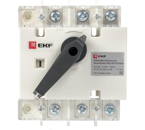 Рубильник-выключатель EKF 100A 3P с рукояткой PowerSwitch PROxima psds-100-3