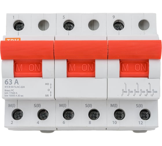 Трехпозиционный модульный переключатель TDM ELECTRIC МП-125 3P 63А SQ0224-0046