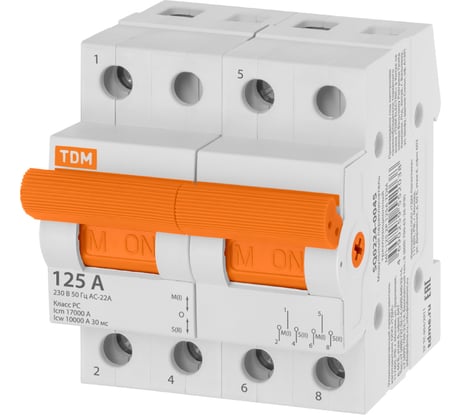 Трехпозиционный модульный переключатель TDM ELECTRIC МП-125 2P 125А SQ0224-0045