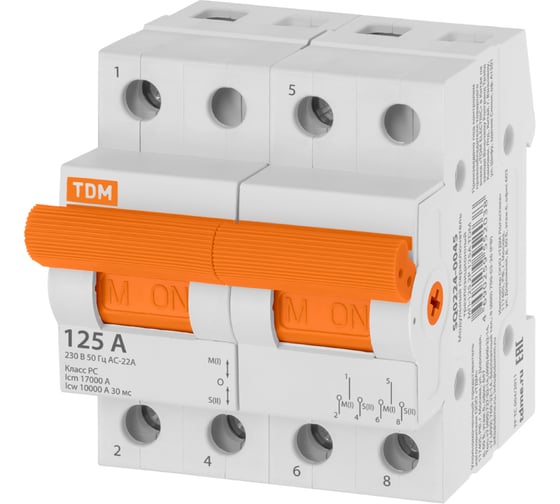 Трехпозиционный модульный переключатель TDM ELECTRIC МП-125 2P 125А SQ0224-0045