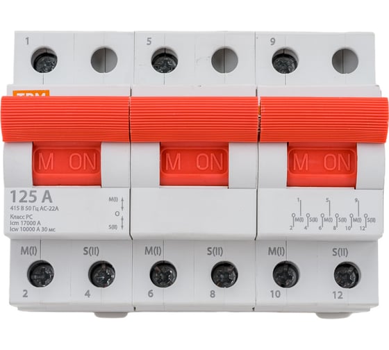 Трехпозиционный модульный переключатель TDM ELECTRIC МП-125 3P 125А SQ0224-0048