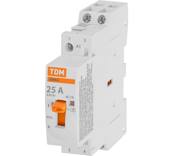 Модульный контактор TDM с ручным управлением КМ63/2-25 2НО 230В АС SQ0213-0100
