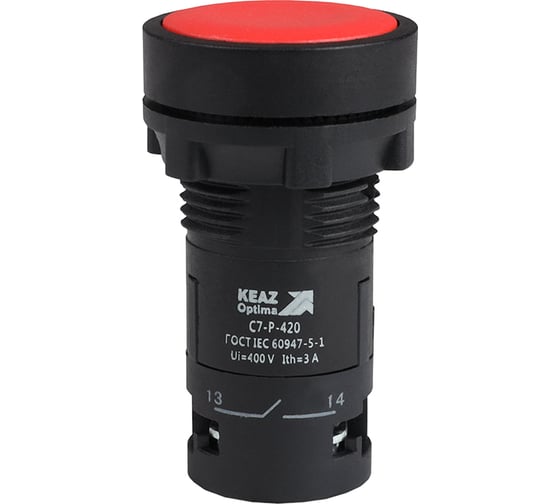 Кнопка КЭАЗ OptiSignal Compact D22 C7-P-420 красная 2НО XB7NA43 10шт 362051 1