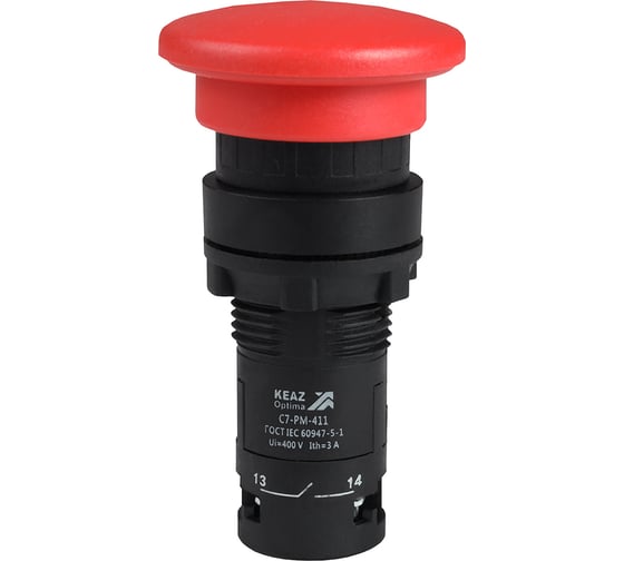 Кнопка КЭАЗ грибовидная OptiSignal Compact D22 C7-PM-411 красная 1НО+1НЗ 362126