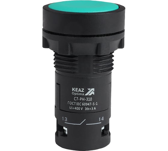 Кнопка КЭАЗ с фиксацией OptiSignal Compact D22 C7-PH-310 зеленая 1НО XB7NH31 10шт 362062 1