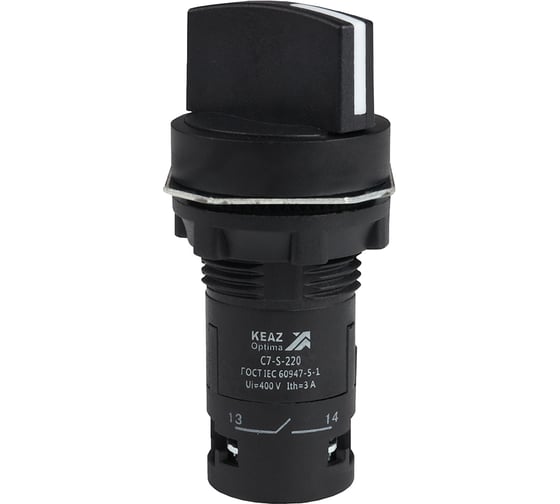 Переключатель 2 положения КЭАЗ OptiSignal Compact D22 C7-S-220 черный 2НО XB7ND23 362134 1