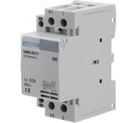 Контактор модульный ANDELI КМ63-63/11 1NO 1NC 2P 63A артикул ADL08-238