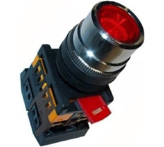 Кнопка ANDELI ABLFS-22 красный, d22мм, P+NO неон 220В/400В артикул ADL10-025 1