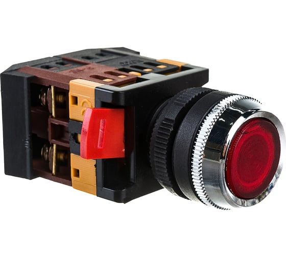 Кнопка ANDELI ABLFS-22 красный, d22мм, P+NO неон 220В/400В артикул ADL10-025 1