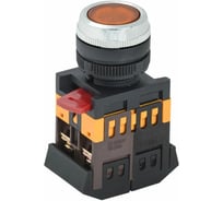 Кнопка ABLFS-22 Оранжевый d22мм 1NO+1NC неон 220В ANDELI ADL10-023