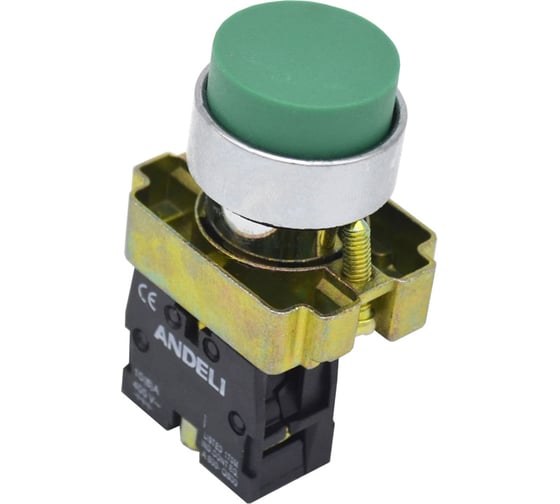 Кнопка ANDELI XB2-BL31 без подсветки зеленый 1НО ADL10-037 1