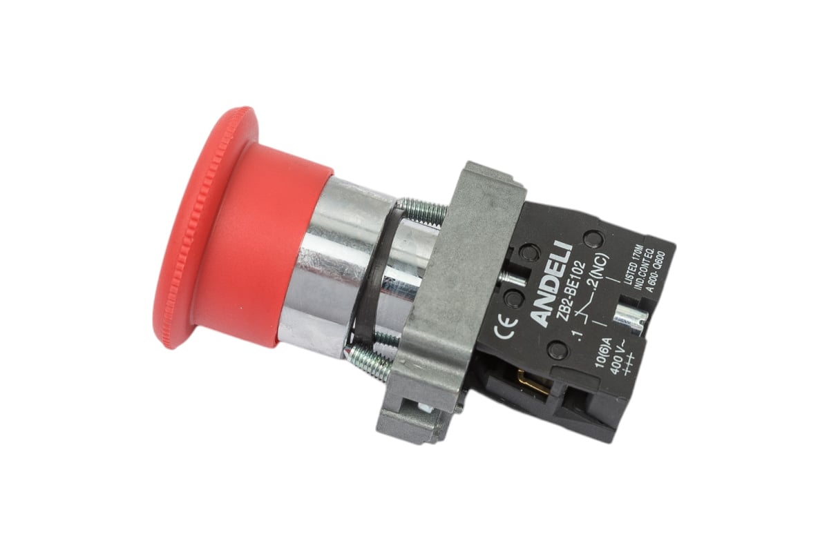 Кнопка ANDELI XB2-BS542 Грибок аварийная с фиксацией поворотная красный ...