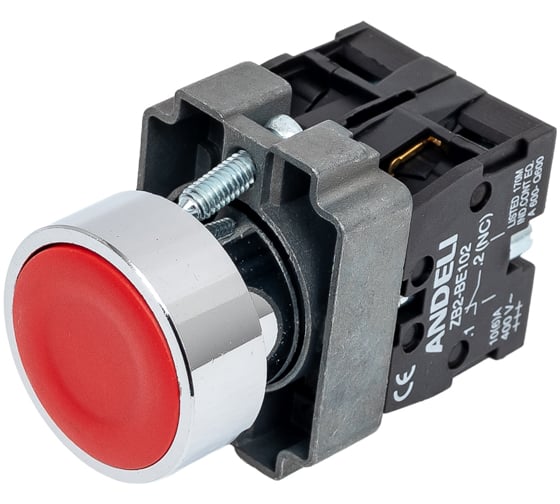 Кнопка ANDELI XB2-BA45 красный, ADL10-060 1