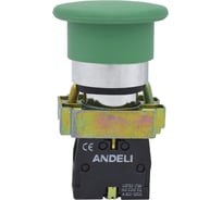 Кнопка ANDELI XB2-BC31 Грибок, без подсветки, зеленый, 1НО ADL10-062