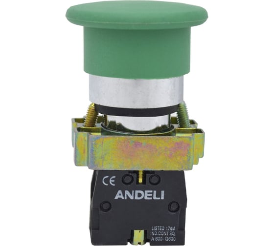 Кнопка ANDELI XB2-BC31 Грибок, без подсветки, зеленый, 1НО ADL10-062 1