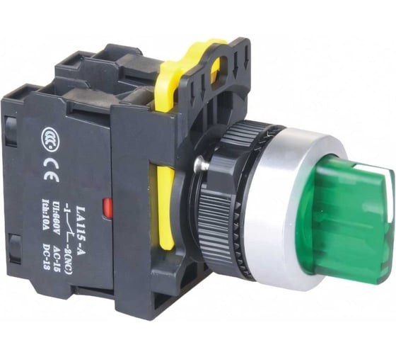 Переключатель ANDELI LA115-A5-11XD/G с подсветкой, с фиксацией, зеленый, LED, 220В ADL10-203