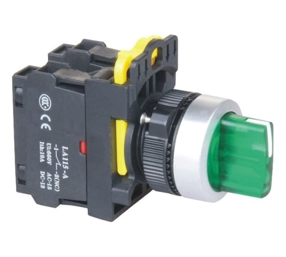 Переключатель ANDELI LA115-A5-11XD/G с подсветкой, с фиксацией, зеленый, LED, 220В ADL10-203