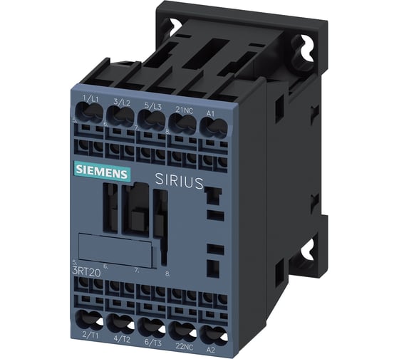 Контактор Siemens 3 полюса AC-3, 4КВТ/400В, Блок-Контакт 1НЗ 3RT20162AF02 1