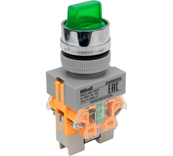 Переключатель Dekraft ПЕ22-ANC-3-GRN-NEO 25059DEK