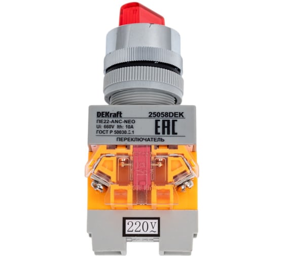 Переключатель Dekraft ПЕ22-ANC-2-RED-NEO 25058DEK