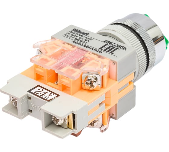 Переключатель Dekraft ПЕ22-ANC-2-GRN-LED-24 25072DEK