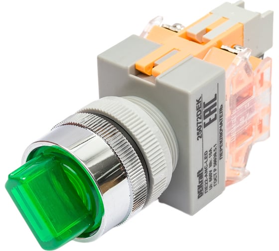 Переключатель Dekraft ПЕ22-ANC-2-GRN-LED-24 25072DEK