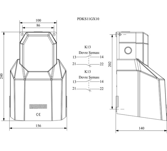 Педаль-выключатель Emas с защитной крышкой 2x1НО+1НЗ, 250 В, 4 А PDKS11GX10