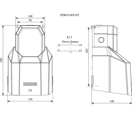 Педаль Emas с защитной крышкой 1НО+1НЗ оранжевая PDKS11BX10T