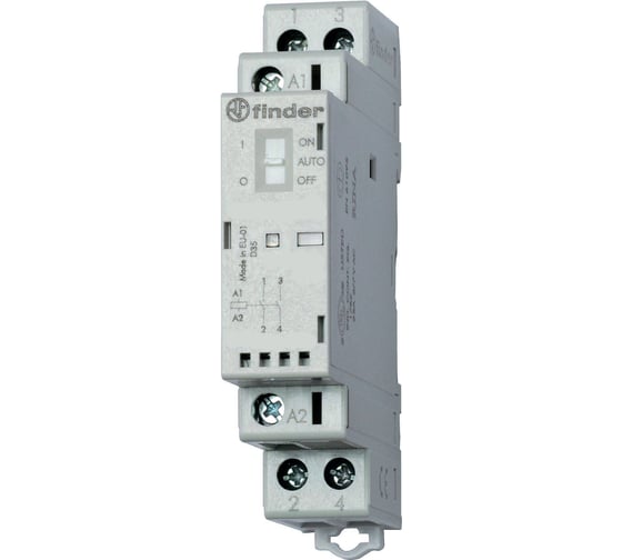 Модульный контактор Finder 1 no + 1 nc, мех. инд. + светодиод контакты Agsno2, 223200244520