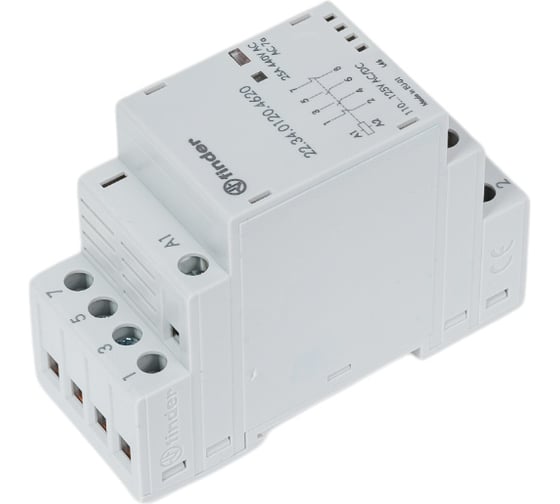 Модульный контактор Finder 2но+2нз, контакта 25а, = 120в Ac/Dc, - Agsno2, механич. индик, 223401204620