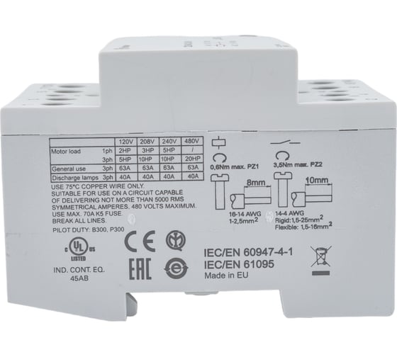 Модульный контактор Finder 4НО, контакта 63А, = 230В AC/DC, - AgSnO2, 226402304310