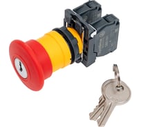 Кнопка аварийного останова Systeme Electric SB5 в сборе 22мм 40мм ключ пластик 1НО+1НЗ SB5AS9445