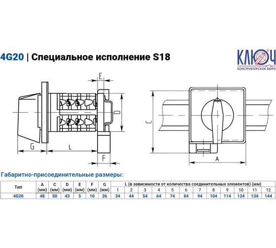 Выключатель кулачковый специального исполнения КБ Ключ 4G 20- 55-U S18 4G000342A0EPL