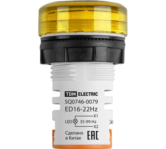 Индикатор значения частоты TDM ELECTRIC ED16-22HZ d22мм 35Гц-99Гц упаковка 10 штук желтый SQ0746-0079