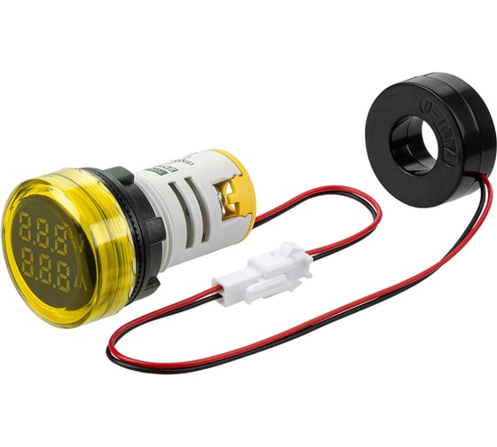 Индикатор значения напряжения TDM ELECTRIC и тока ED16-22VAD d22мм 20В-500В 100А упаковка 5 штук желтый SQ0746-0085