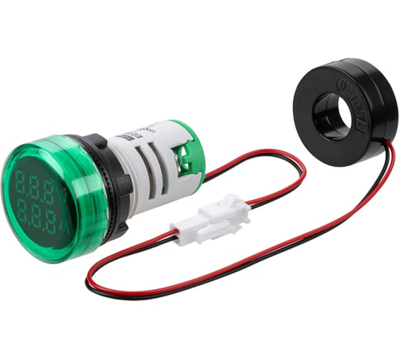 Индикатор значения напряжения TDM ELECTRIC и тока ED16-22VAD d22мм 20В-500В 100А упаковка 5 штук зеленый SQ0746-0084