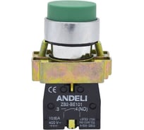 Кнопка ANDELI XB2-BL31 без подсветки удлиненная зеленая 1НО ADL10-037