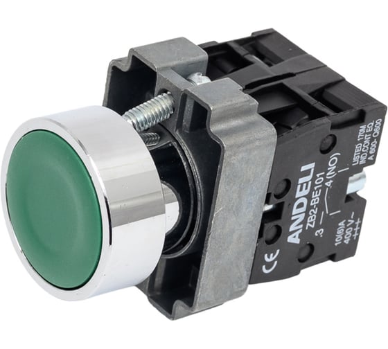 Кнопка ANDELI XB2-BА35 зеленая 1НЗ+1НО ADL10-059 1
