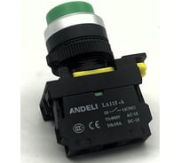 Кнопка ANDELI LA115-A5-10GN/3 возвратная удлиненная зеленый 1НО IP65 артикул ADL10-266