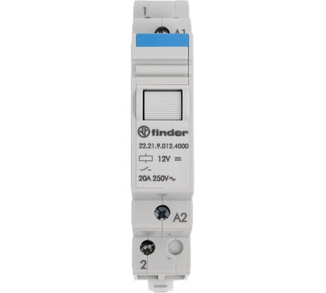 Модульное реле Finder 1НО контакт 20А, = 12В DC, 222190124000