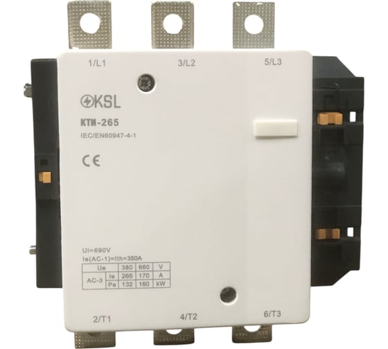 Контактор KRASO КТИ 265А катушка управления 400В AC 1НО KTI-265-400-KSL