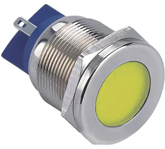 Индикаторная лампа Электротехник GQ22T-D/L/Y/24V/S, жёлтая, металл. корпус, светодиодная матрица d=22мм, 24В AC/DC, IP67, ET020088