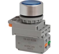 Кнопка CONTA TA-A7-P10F-D-B/24-FP20-5, синяя, пластик, с подсветкой, NO, 22 мм (упак 5шт) 00-00013345