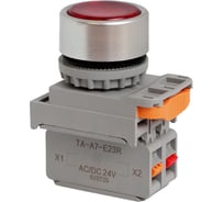 Кнопка CONTA TA-A7-P01F-D-R/24-FP20-5, красная, пластик, с подсветкой, NC, 22 мм (упак 5шт) 00-00013347