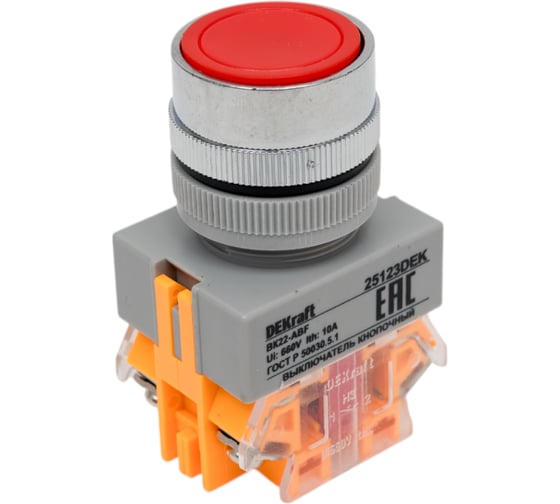 Выключатель кнопочный Dekraft ВК22-ABF-RED 25123DEK 10 шт 4610007500340 1