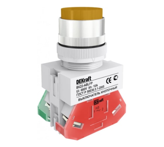 Выключатель кнопочный Dekraft ВК22-ABLFP-YEL 25021DEK 10 шт 4620007067200 1