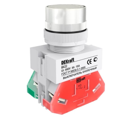 Выключатель кнопочный Dekraft ВК22-ABF-WHI 25124DEK 10 шт 4610007500364 1